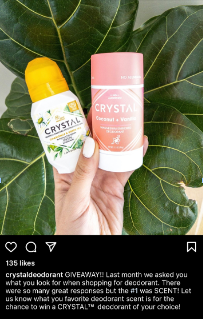 Instagram deodorant giveaway